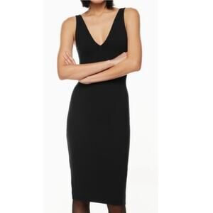 Aritzia Babaton Black Contour Bodycon Midi Dress Minimalist Sz XS